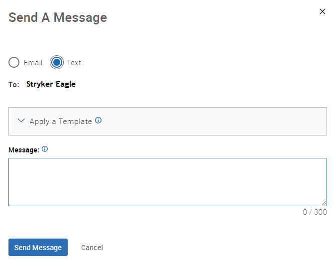 Send individual text message with template option