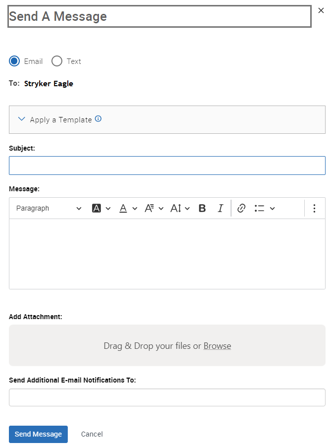 Send individual email with template option