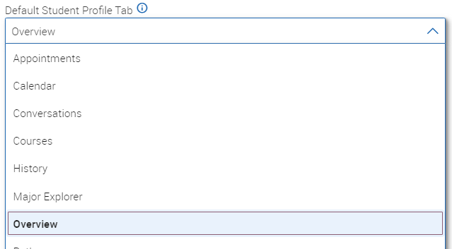 Student Profile Tab Options