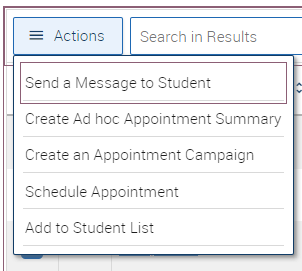 Example of Actions Menu
