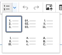 Bulleted list options