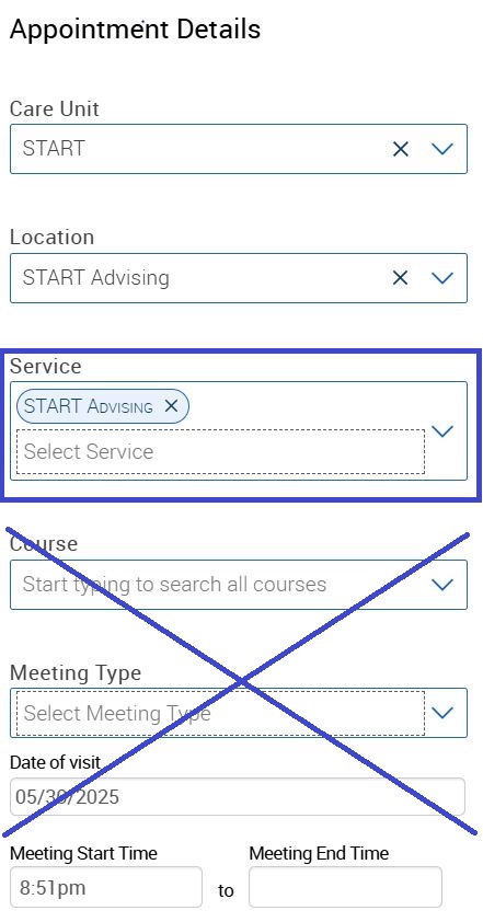 Select service menu